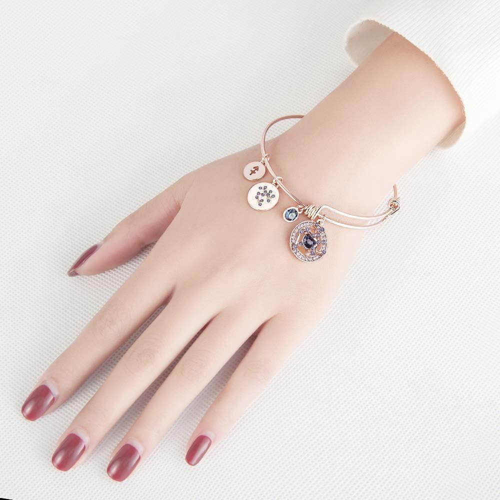imageLeafael Superstar Zodiac Expandable Bangle Bracelet Made with Premium Crystals Horoscope Constellation October November Birthstone Topaz Brown Jewelry Rose Gold Plated 7Sagittarius 11221221 Special Edition Birthstone Montana Blue