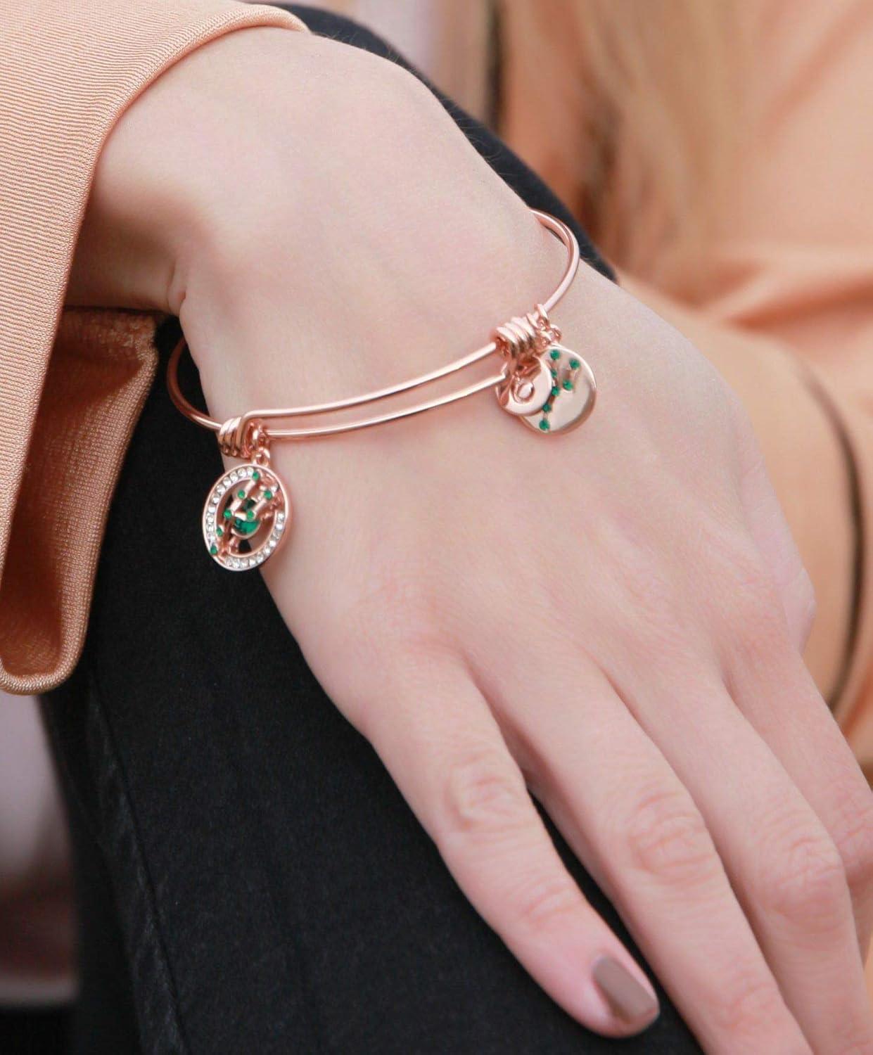 imageLeafael Superstar Zodiac Expandable Bangle Bracelet Made with Premium Crystals Horoscope Constellation October November Birthstone Topaz Brown Jewelry Rose Gold Plated 7Taurus 420520 Special Edition Birthstone Emerald Green
