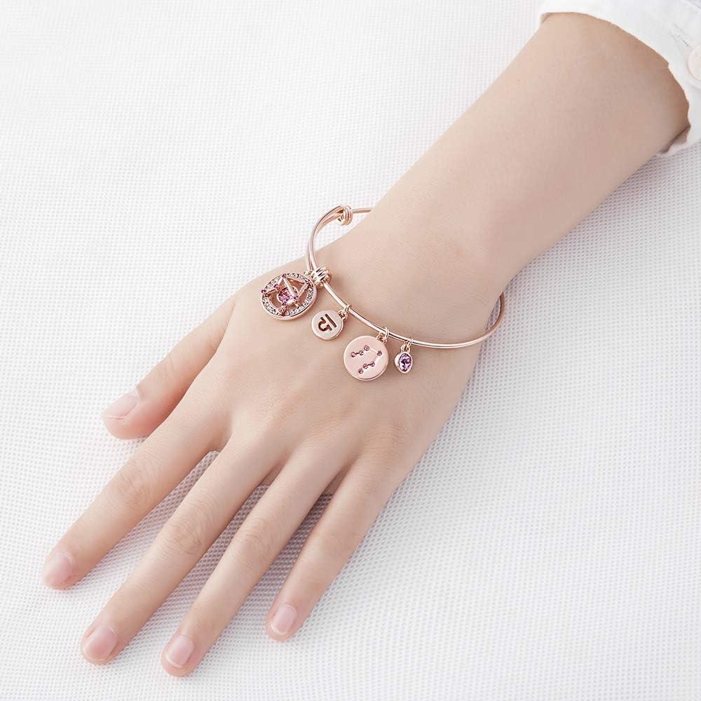 imageLeafael Superstar Zodiac Expandable Bangle Bracelet Made with Premium Crystals Horoscope Constellation October November Birthstone Topaz Brown Jewelry Rose Gold Plated 7Libra 9231023 Special Edition Birthstone Rose Pink