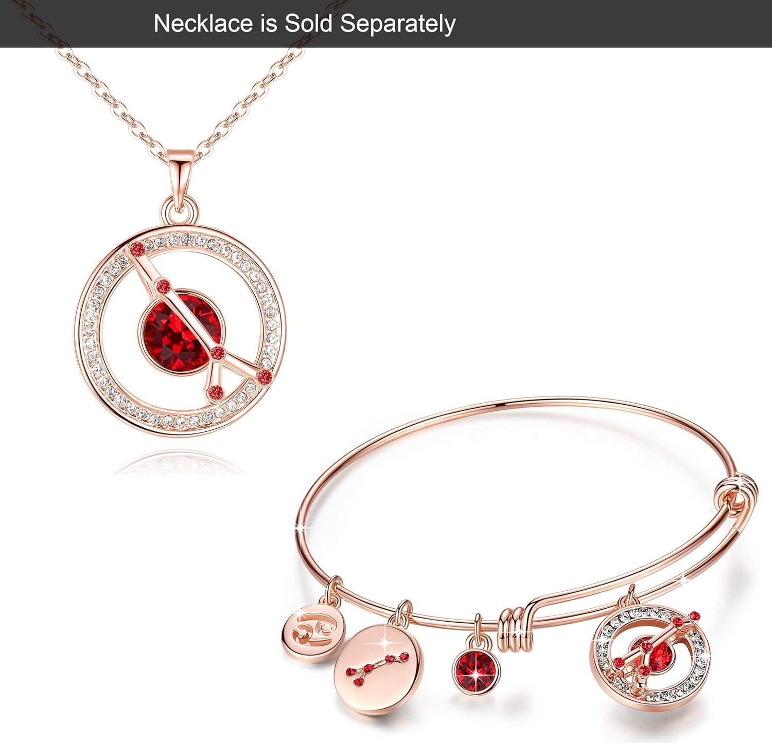 imageLeafael Superstar Zodiac Expandable Bangle Bracelet Made with Premium Crystals Horoscope Constellation October November Birthstone Topaz Brown Jewelry Rose Gold Plated 7Cancer 622722 Special Edition Birthstone Siam Ruby Red