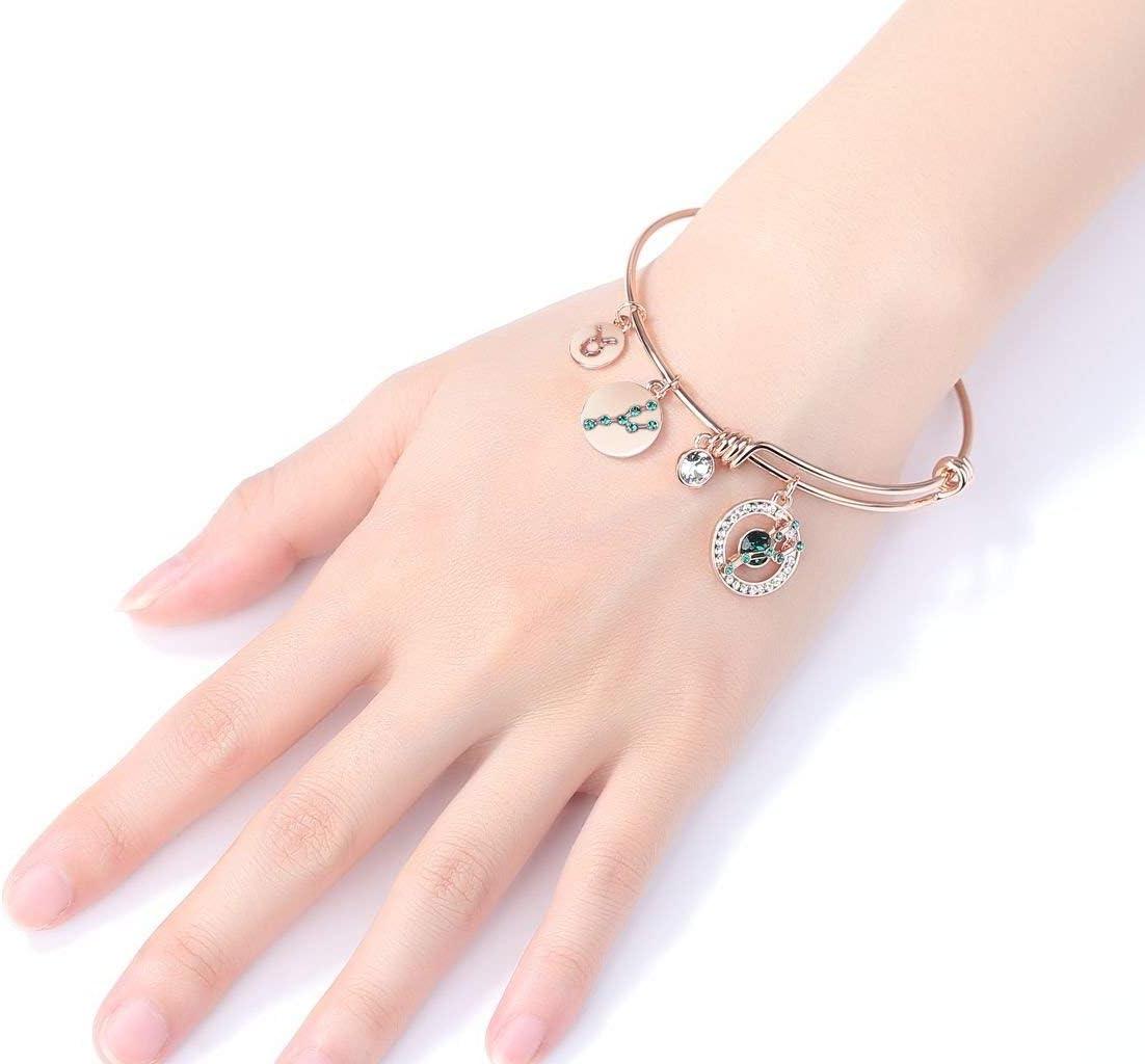 imageLeafael Superstar Zodiac Expandable Bangle Bracelet Made with Premium Crystals Horoscope Constellation October November Birthstone Topaz Brown Jewelry Rose Gold Plated 7Taurus 420520 Special Edition Birthstone Emerald Green