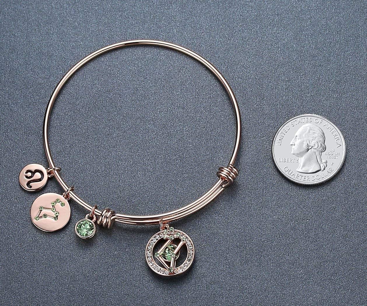 imageLeafael Superstar Zodiac Expandable Bangle Bracelet Made with Premium Crystals Horoscope Constellation October November Birthstone Topaz Brown Jewelry Rose Gold Plated 7Leo 723822 Special Edition Birthstone Peridot Green