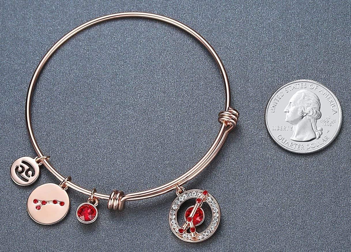 imageLeafael Superstar Zodiac Expandable Bangle Bracelet Made with Premium Crystals Horoscope Constellation October November Birthstone Topaz Brown Jewelry Rose Gold Plated 7Cancer 622722 Special Edition Birthstone Siam Ruby Red