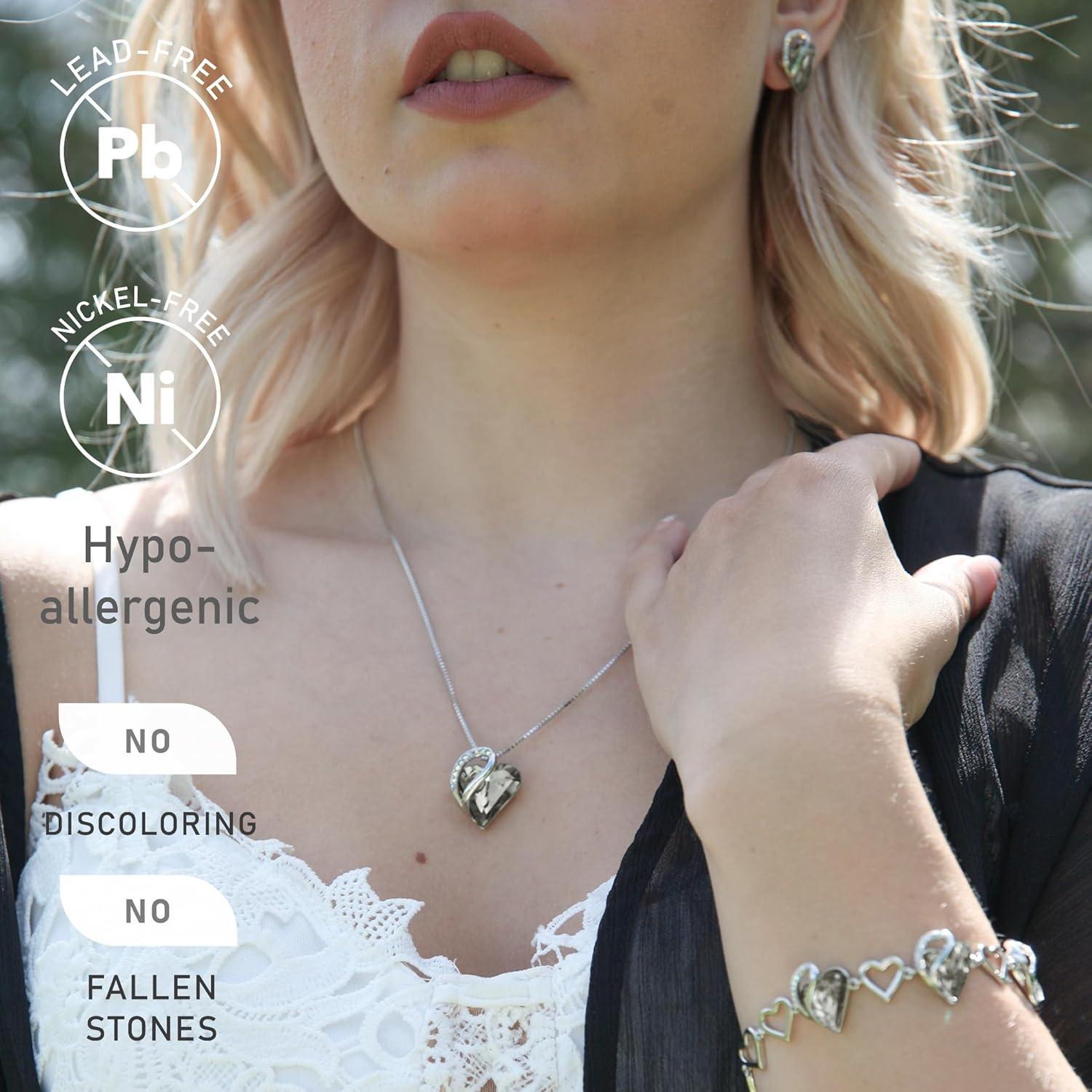 imageLeafael Valentines Day Gift Necklaces for Women Infinity Love Birthstone Heart Crystal Pendant Birthday Anniversary Jewelry for Wife Mom and Her Silver Plated 18 2 Adjustable Chain13cProtectionCrystal Black