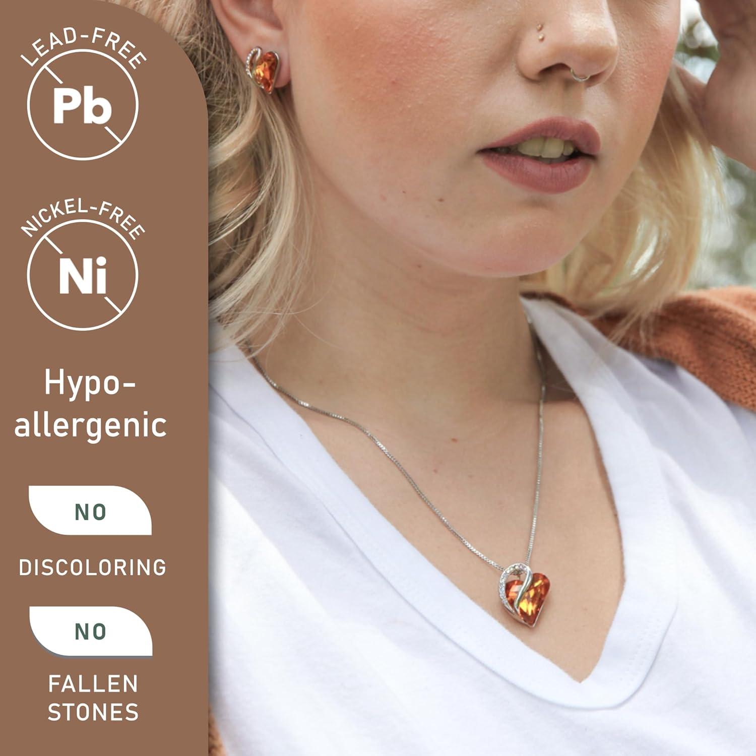 imageLeafael Valentines Day Gift Necklaces for Women Infinity Love Birthstone Heart Crystal Pendant Birthday Anniversary Jewelry for Wife Mom and Her Silver Plated 18 2 Adjustable Chain11aNovemberAmber Brown