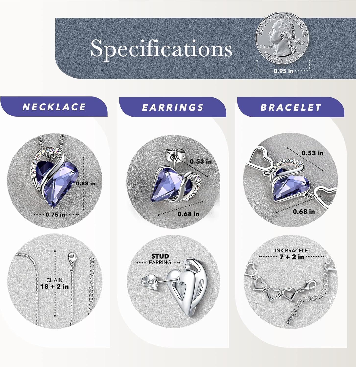 imageLeafael Valentines Day Gift Necklaces for Women Infinity Love Birthstone Heart Crystal Pendant Birthday Anniversary Jewelry for Wife Mom and Her Silver Plated 18 2 Adjustable Chain02bSetFebruaryTanzanite Purple