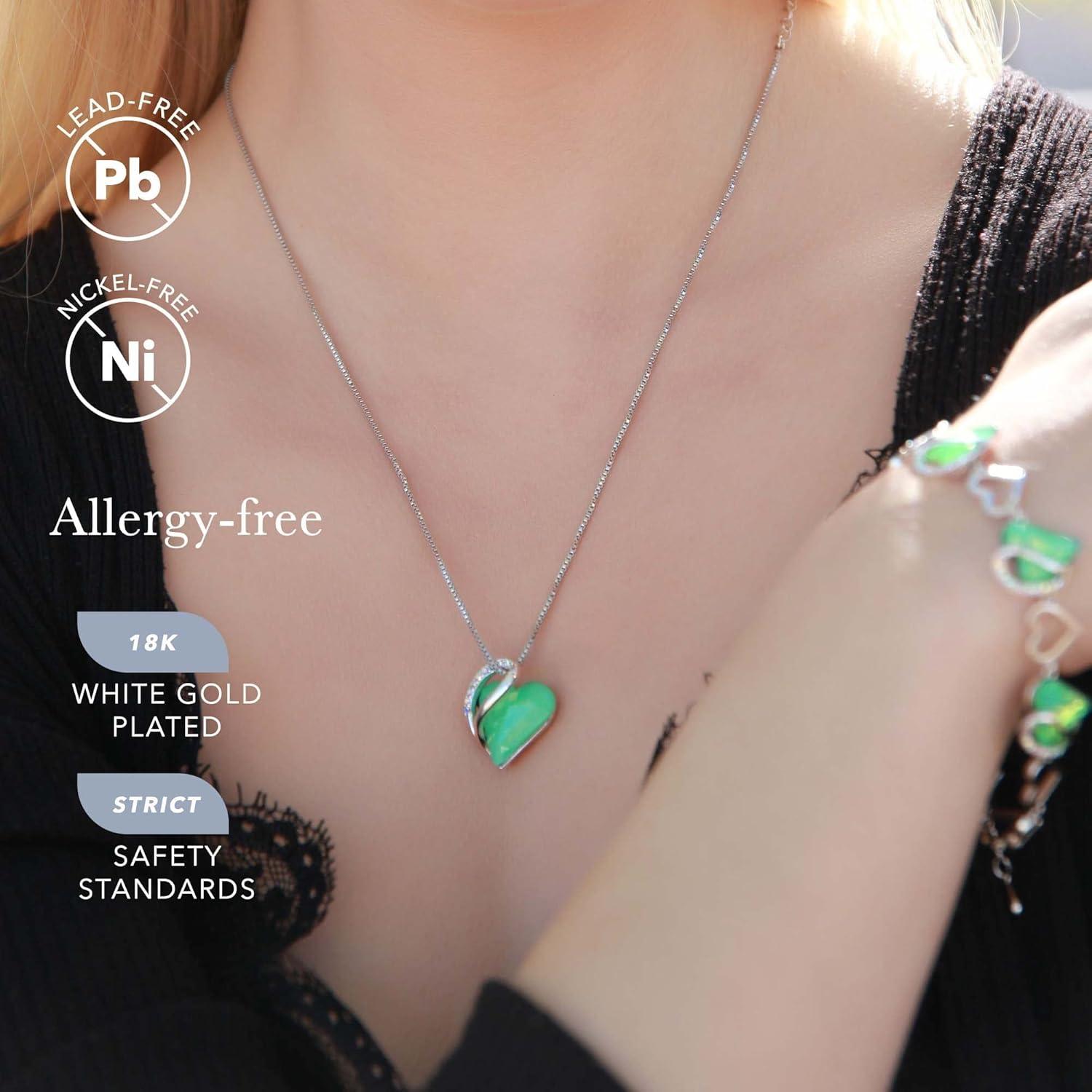 imageLeafael Valentines Day Gift Necklaces for Women Infinity Love Birthstone Heart Crystal Pendant Birthday Anniversary Jewelry for Wife Mom and Her Silver Plated 18 2 Adjustable Chain17LuckOpal Green