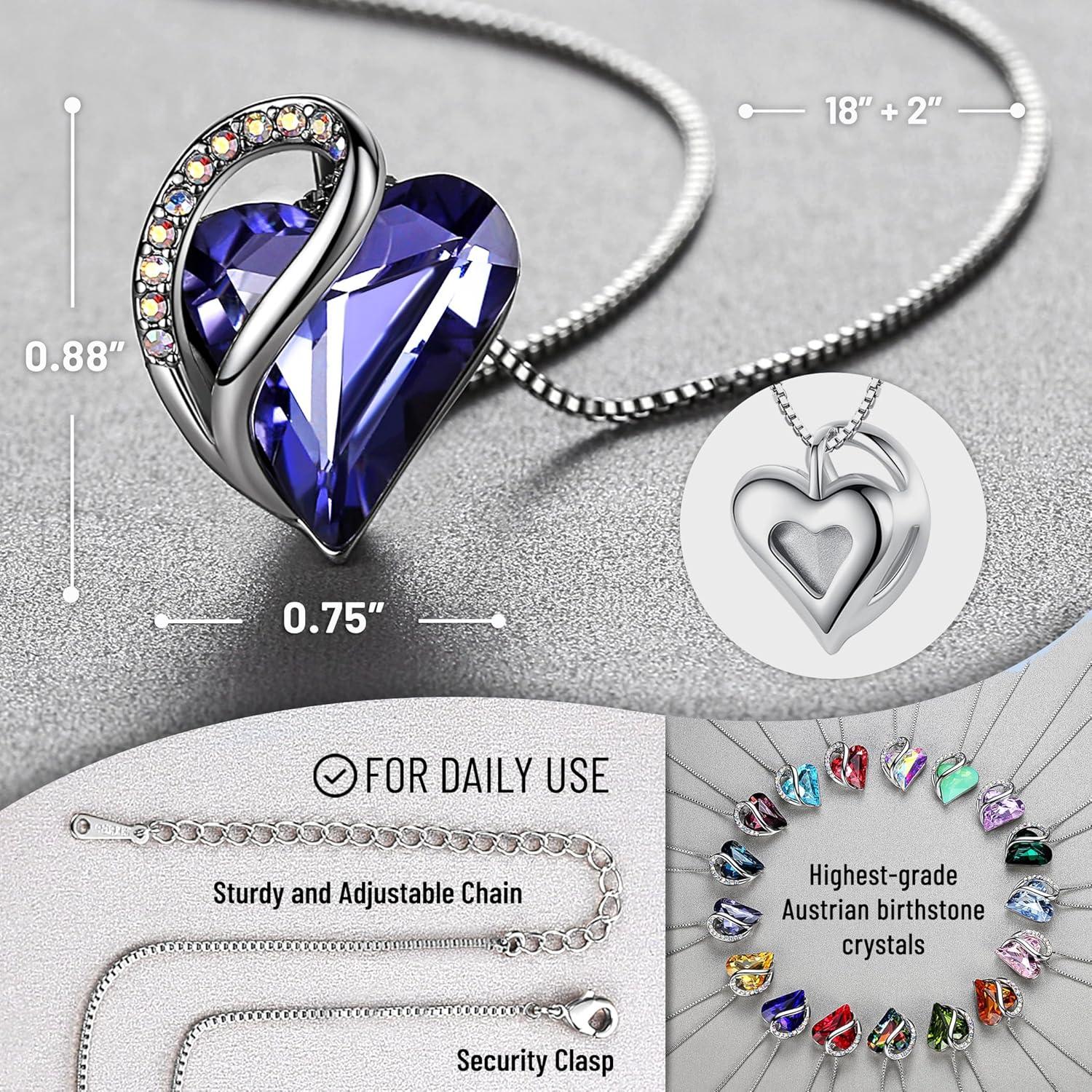 imageLeafael Valentines Day Gift Necklaces for Women Infinity Love Birthstone Heart Crystal Pendant Birthday Anniversary Jewelry for Wife Mom and Her Silver Plated 18 2 Adjustable Chain02bFebruaryTanzanite Purple