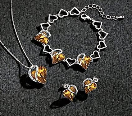 imageLeafael Valentines Day Gift Necklaces for Women Infinity Love Birthstone Heart Crystal Pendant Birthday Anniversary Jewelry for Wife Mom and Her Silver Plated 18 2 Adjustable Chain11aNovemberAmber Brown