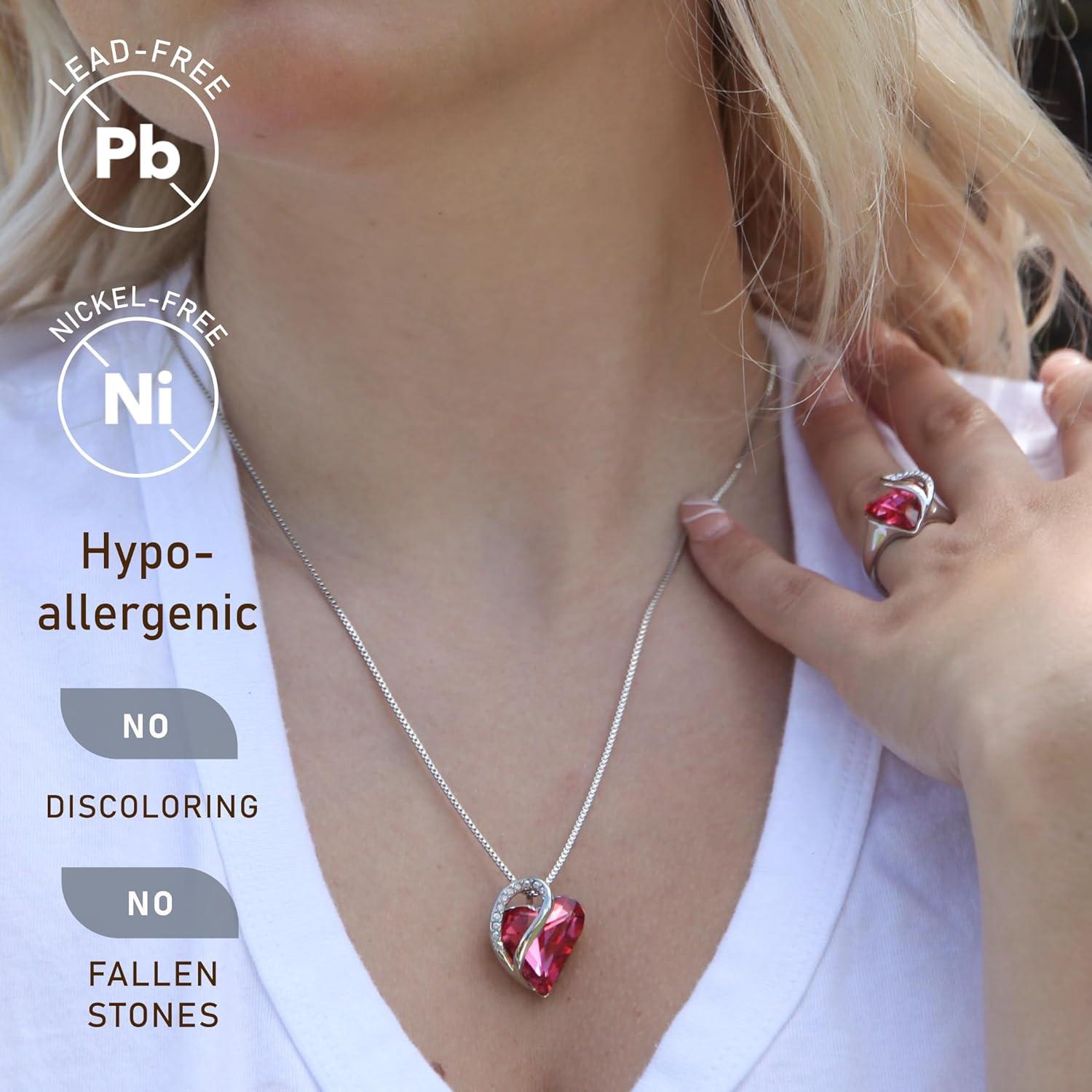 imageLeafael Valentines Day Gift Necklaces for Women Infinity Love Birthstone Heart Crystal Pendant Birthday Anniversary Jewelry for Wife Mom and Her Silver Plated 18 2 Adjustable Chain10bOctoberTourmaline Pink