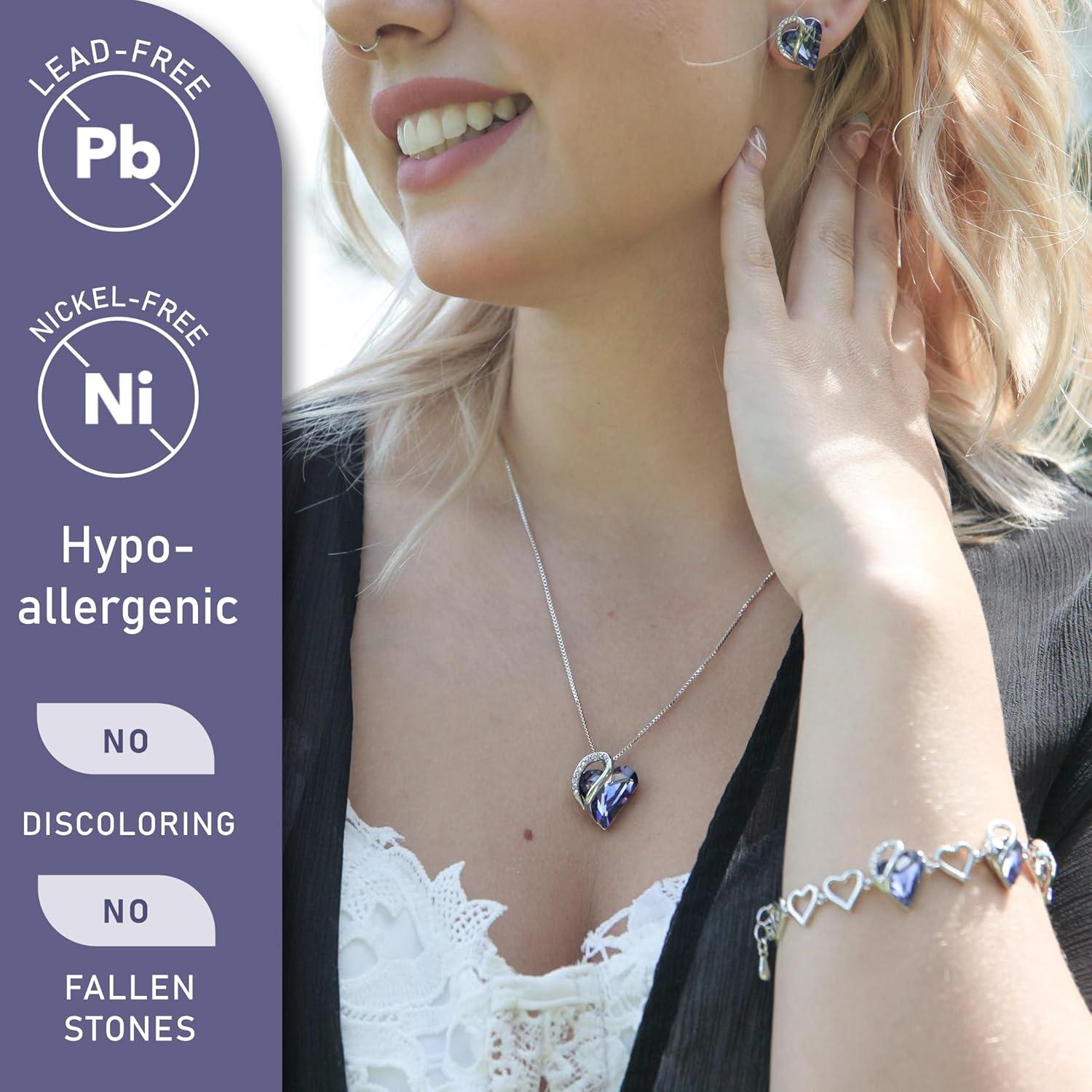 imageLeafael Valentines Day Gift Necklaces for Women Infinity Love Birthstone Heart Crystal Pendant Birthday Anniversary Jewelry for Wife Mom and Her Silver Plated 18 2 Adjustable Chain02bFebruaryTanzanite Purple