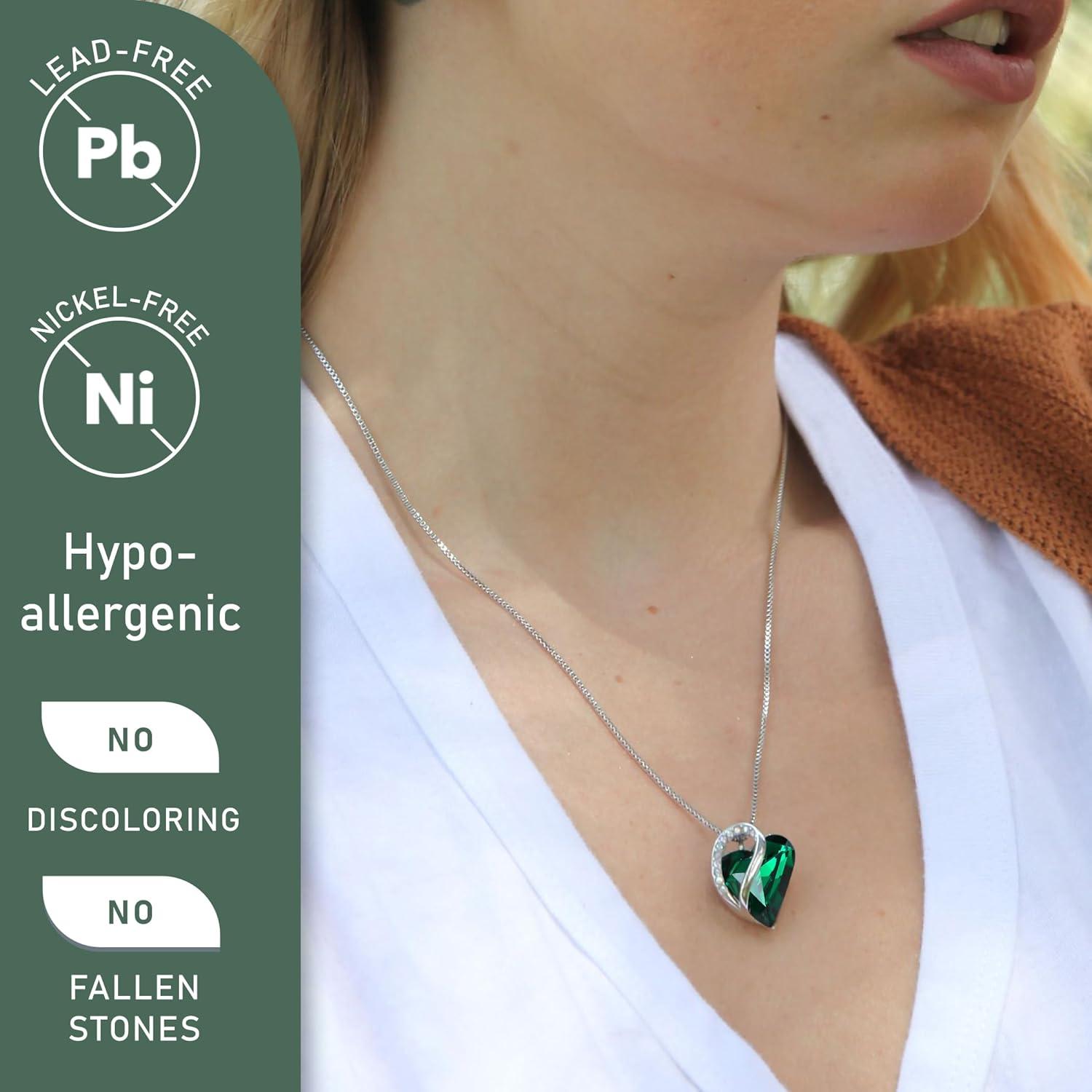 imageLeafael Valentines Day Gift Necklaces for Women Infinity Love Birthstone Heart Crystal Pendant Birthday Anniversary Jewelry for Wife Mom and Her Silver Plated 18 2 Adjustable Chain05MayEmerald Green