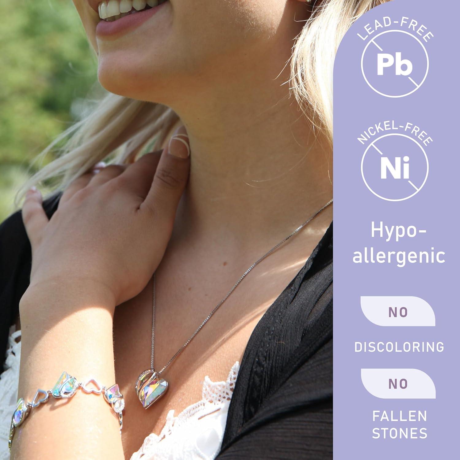 imageLeafael Valentines Day Gift Necklaces for Women Infinity Love Birthstone Heart Crystal Pendant Birthday Anniversary Jewelry for Wife Mom and Her Silver Plated 18 2 Adjustable Chain04AprilRainbow Opal White