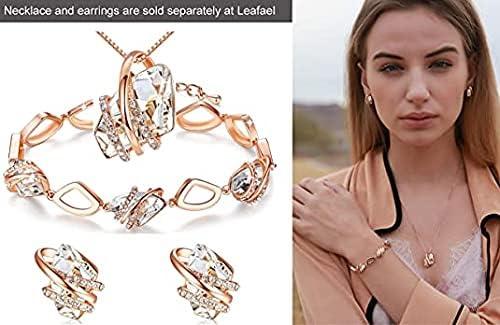 imageLeafael Wish Stone Link Charm Bracelet with Birthstone Crystals Rose Gold Plated or Silvertone 7204April Birthstone CrystalClear White