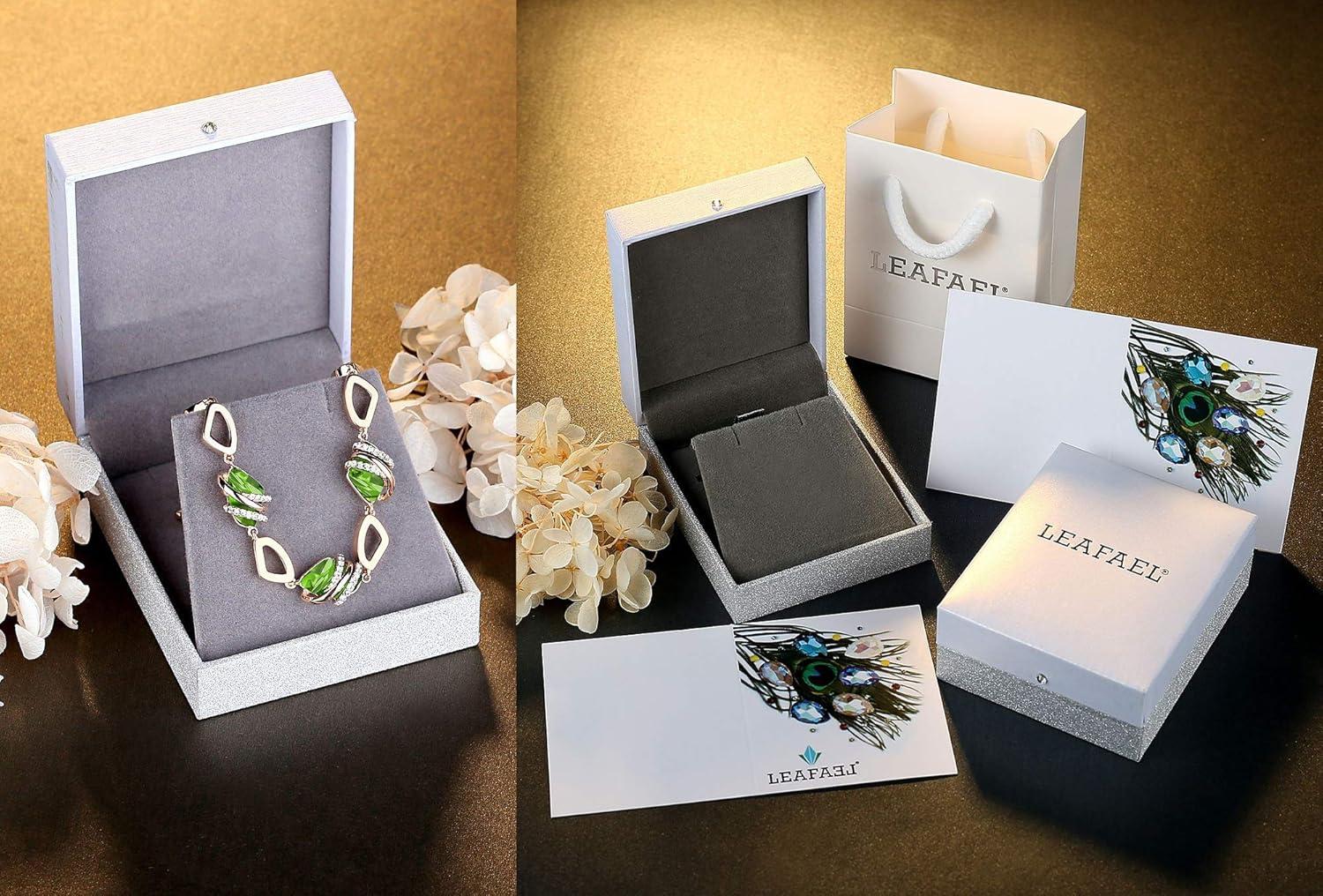 imageLeafael Wish Stone Link Charm Bracelet with Birthstone Crystals Rose Gold Plated or Silvertone 7208August Birthstone CrystalPeridot Green