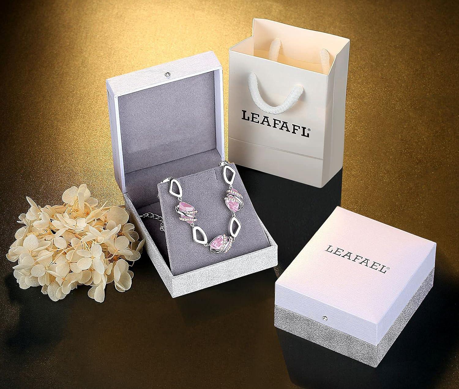 imageLeafael Wish Stone Link Charm Bracelet with Birthstone Crystals Rose Gold Plated or Silvertone 7210October Birthstone Light Rosaline Pink