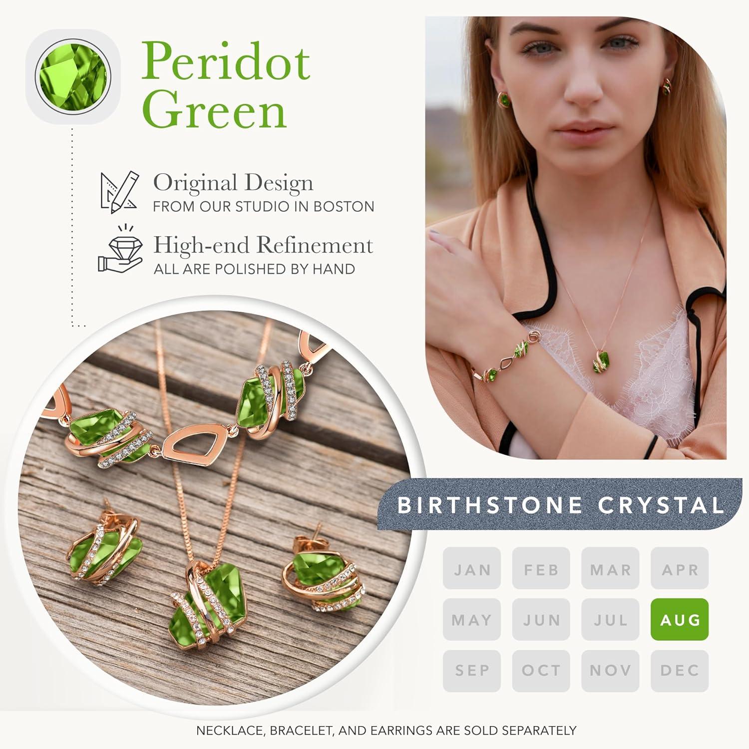 imageLeafael Wish Stone Pendant Necklace with Birthstone Crystal 18K Rose Gold PlatedSilvertone 18 208August BirthstonePeridot Green