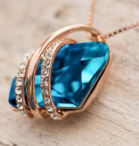 imageLeafael Wish Stone Pendant Necklace with Birthstone Crystal 18K Rose Gold PlatedSilvertone 18 212December BirthstoneZircon Blue
