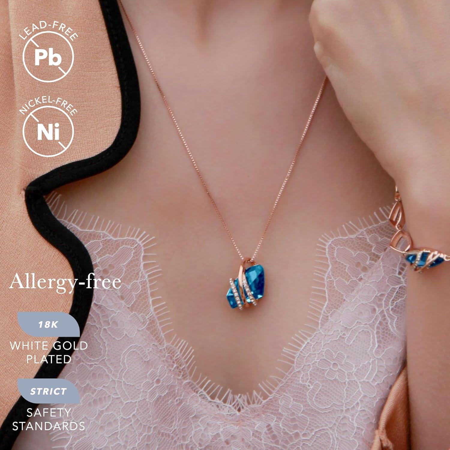 imageLeafael Wish Stone Pendant Necklace with Birthstone Crystal 18K Rose Gold PlatedSilvertone 18 212December BirthstoneZircon Blue
