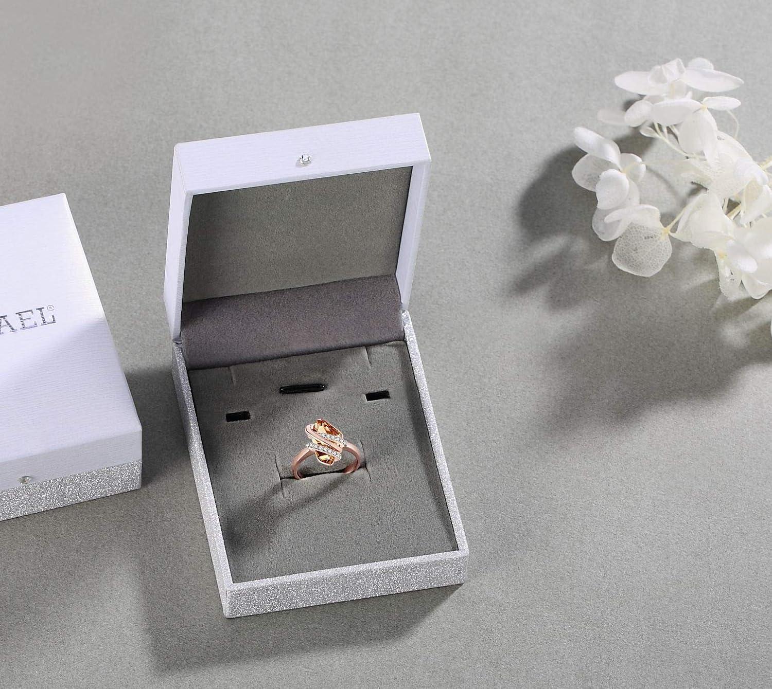 imageLeafael Wish Stone Womens Adjustable Open Ring Crystal Birthstone Jewelry Gifts for Women Rose Gold Plated or Silver Tone Size 658November Birthstone Topaz Amber Brown Crystals Rose Gold Plated