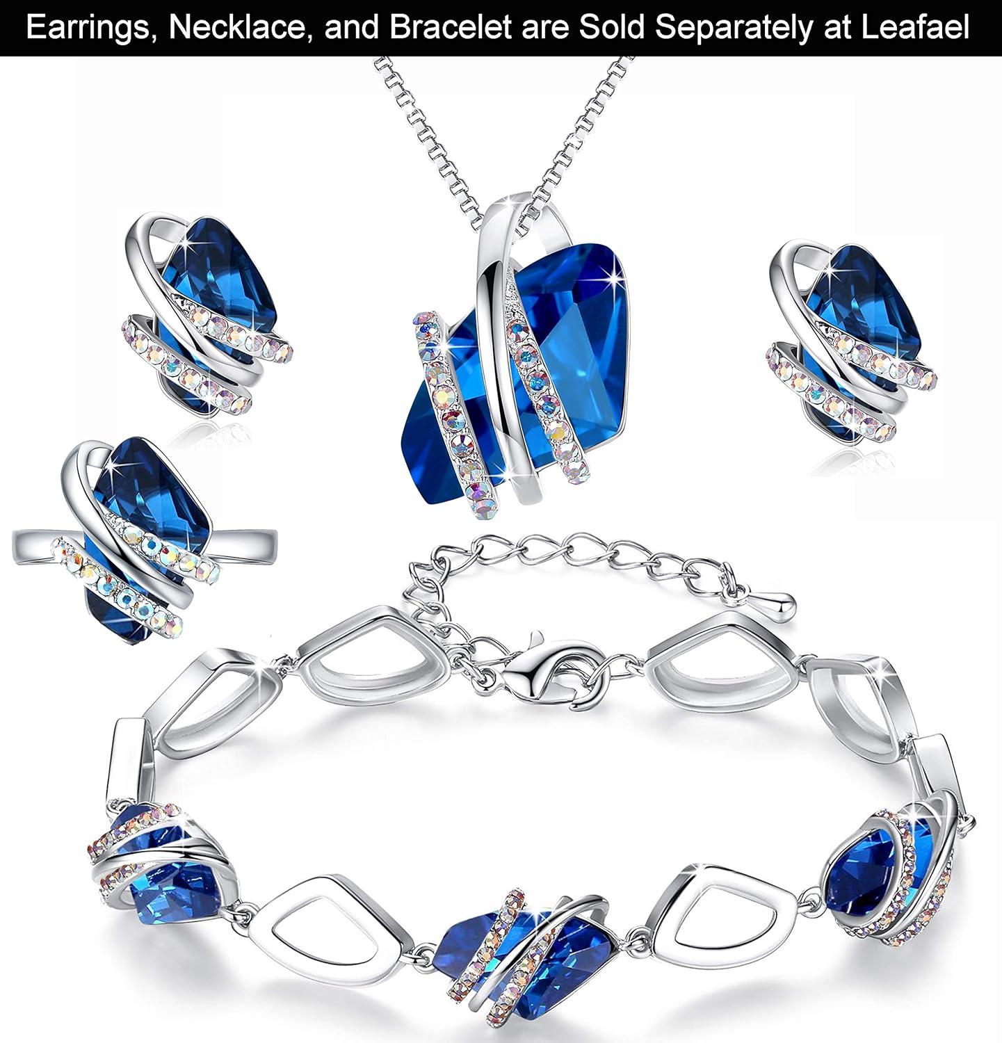 imageLeafael Wish Stone Womens Adjustable Open Ring Crystal Birthstone Jewelry Gifts for Women Rose Gold Plated or Silver Tone Size 658September Birthstone Sapphire Blue Crystals Silver Tone