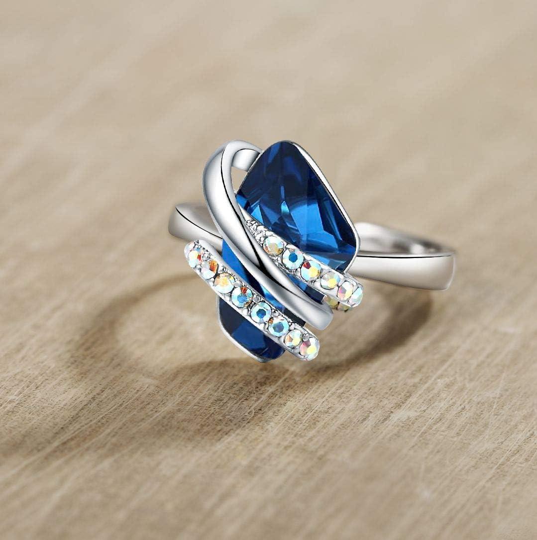 imageLeafael Wish Stone Womens Adjustable Open Ring Crystal Birthstone Jewelry Gifts for Women Rose Gold Plated or Silver Tone Size 658September Birthstone Sapphire Blue Crystals Silver Tone