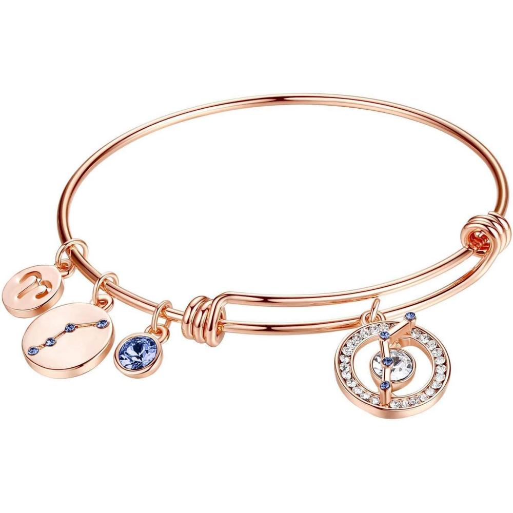 imageLeafael Superstar Zodiac Expandable Bangle Bracelet Made with Premium Crystals Horoscope Constellation October November Birthstone Topaz Brown Jewelry Rose Gold Plated 7Aries 321419 Special Edition Birthstone Clear White