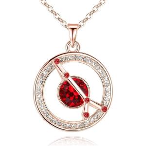 Leafael “Superstar Zodiac Constellation Pendant Necklace Made with Premium Crystal Horoscope Jewelry, Gold or Rose Gold Plated, 18″+ 2″(Cancer (6.22-7.22)  Special Edition – Birthstone Siam Ruby Red)