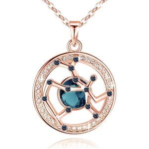 Leafael “Superstar Zodiac Constellation Pendant Necklace Made with Premium Crystal Horoscope Jewelry, Gold or Rose Gold Plated, 18″+ 2″(Sagittarius (11.22-12.21)  Special Edition – Birthstone Montana Blue)