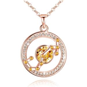 Leafael “Superstar Zodiac Constellation Pendant Necklace Made with Premium Crystal Horoscope Jewelry, Gold or Rose Gold Plated, 18″+ 2″(Scorpio (10.23-11.22)  Special Edition – Birthstone Topaz Yellow)