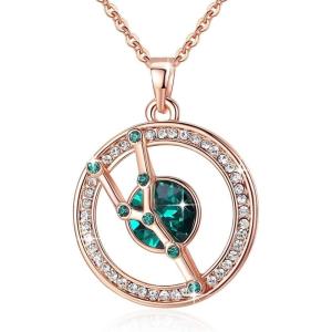 Leafael “Superstar Zodiac Constellation Pendant Necklace Made with Premium Crystal Horoscope Jewelry, Gold or Rose Gold Plated, 18″+ 2″(Taurus (4.20-5.20)  Special Edition – Birthstone Emerald Green)