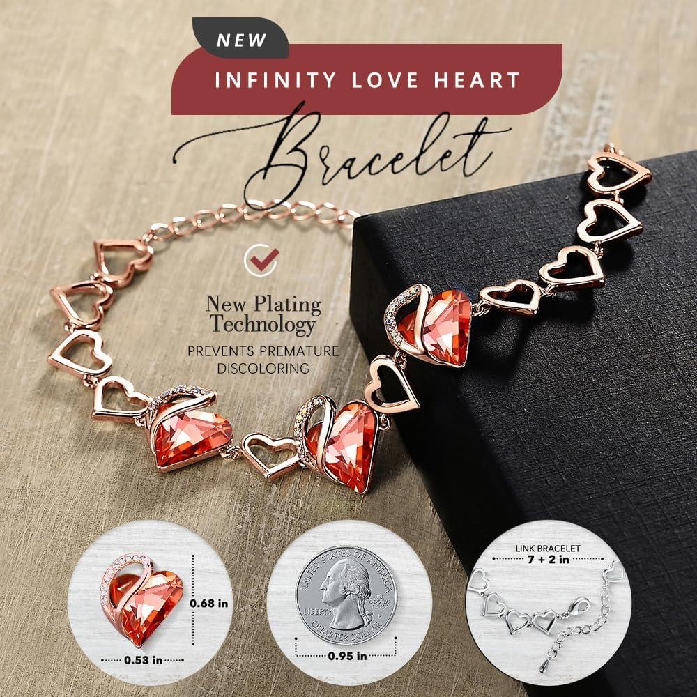 imageLeafael 18K Rose Gold Plated Love Heart Link Bracelet with Healing Stone Crystal Jewellery Gifts for Women 7 Chain 2 Extender21 Jan July Carnelian Red