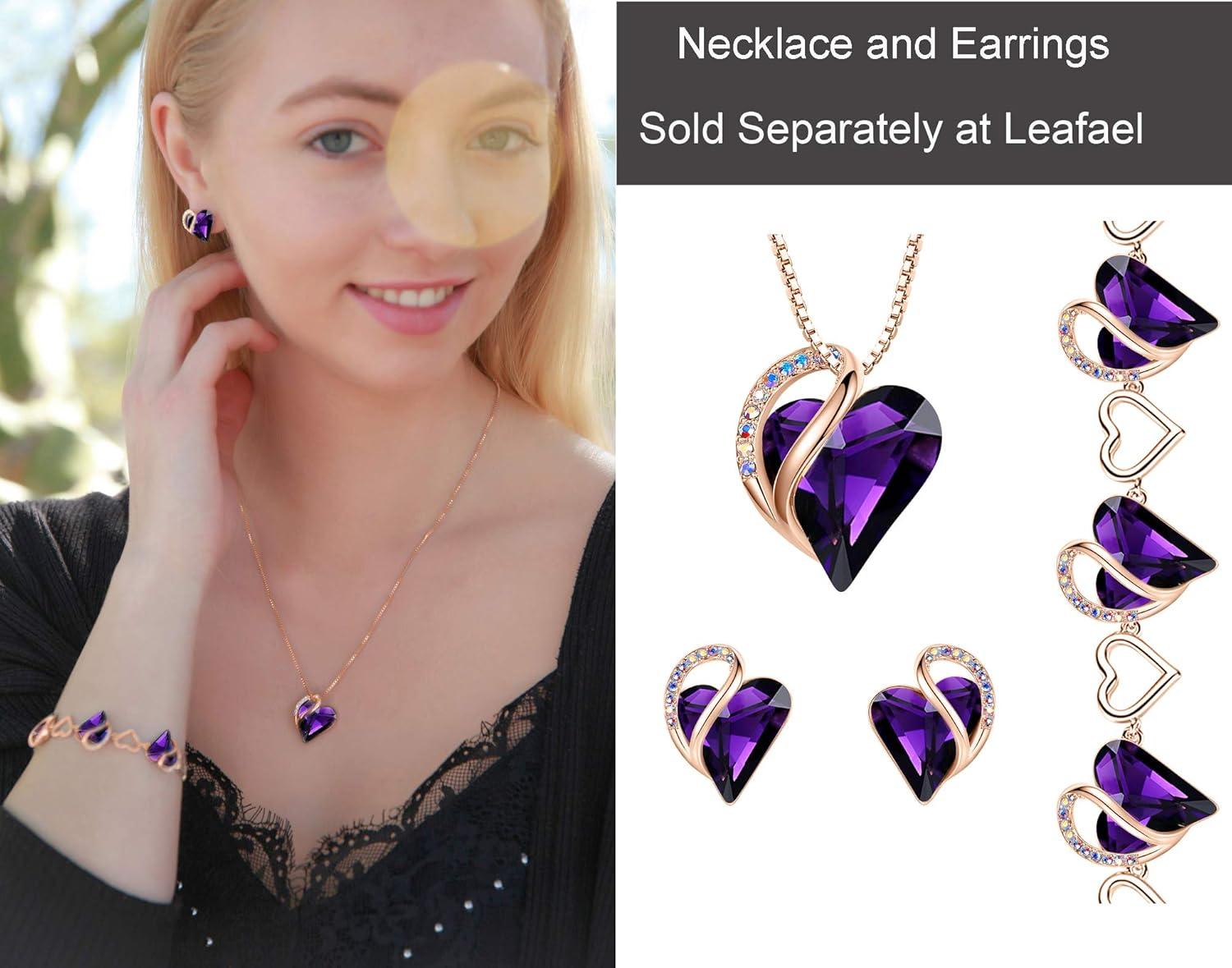 imageLeafael 18K Rose Gold Plated Love Heart Link Bracelet with Healing Stone Crystal Jewellery Gifts for Women 7 Chain 2 Extender22 February Dark Amethyst Pink