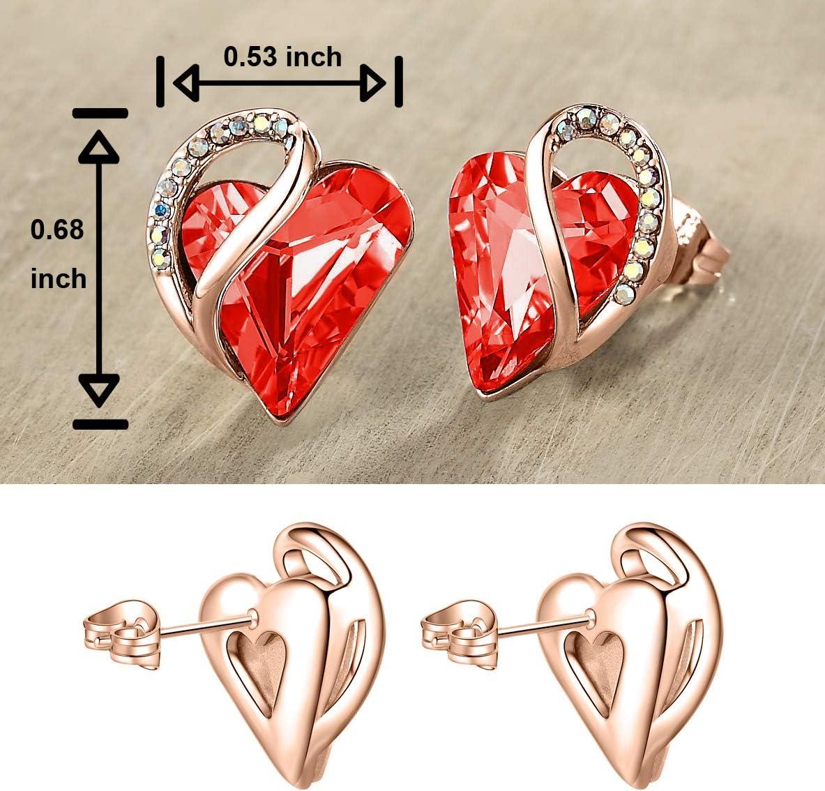 imageLeafael 18K Rose Gold Plated Love Heart Stud Earrings with Healing Stone Crystal Jewelry Gifts for WomenCourage Healing Stone Carnelian Red Crystal