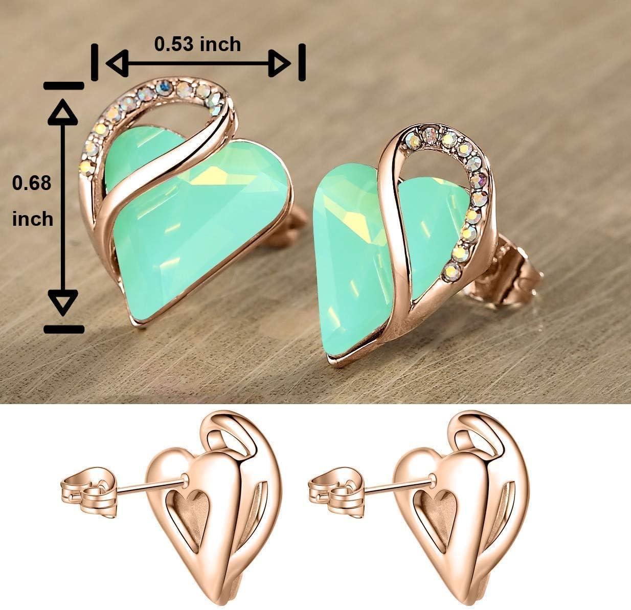 imageLeafael Infinity Love Crystal Heart Bundle Jewelry Set with Jade Opal Green Healing Stone Crystal for Luck Gifts for Women Necklace Earrings Bracelet 18K Rose Gold Plated