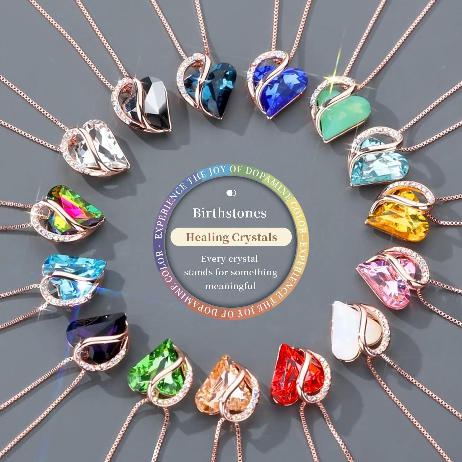 imageLeafael Rose Gold Plated Necklace for Women Heart Shaped BirthstoneHealing Crystals Center Dazzling Cubic Zirconia Hypoallergenic Chain 182 Jewelry Gifts for Anniversaries and Birthdays29b Sapphire Blue