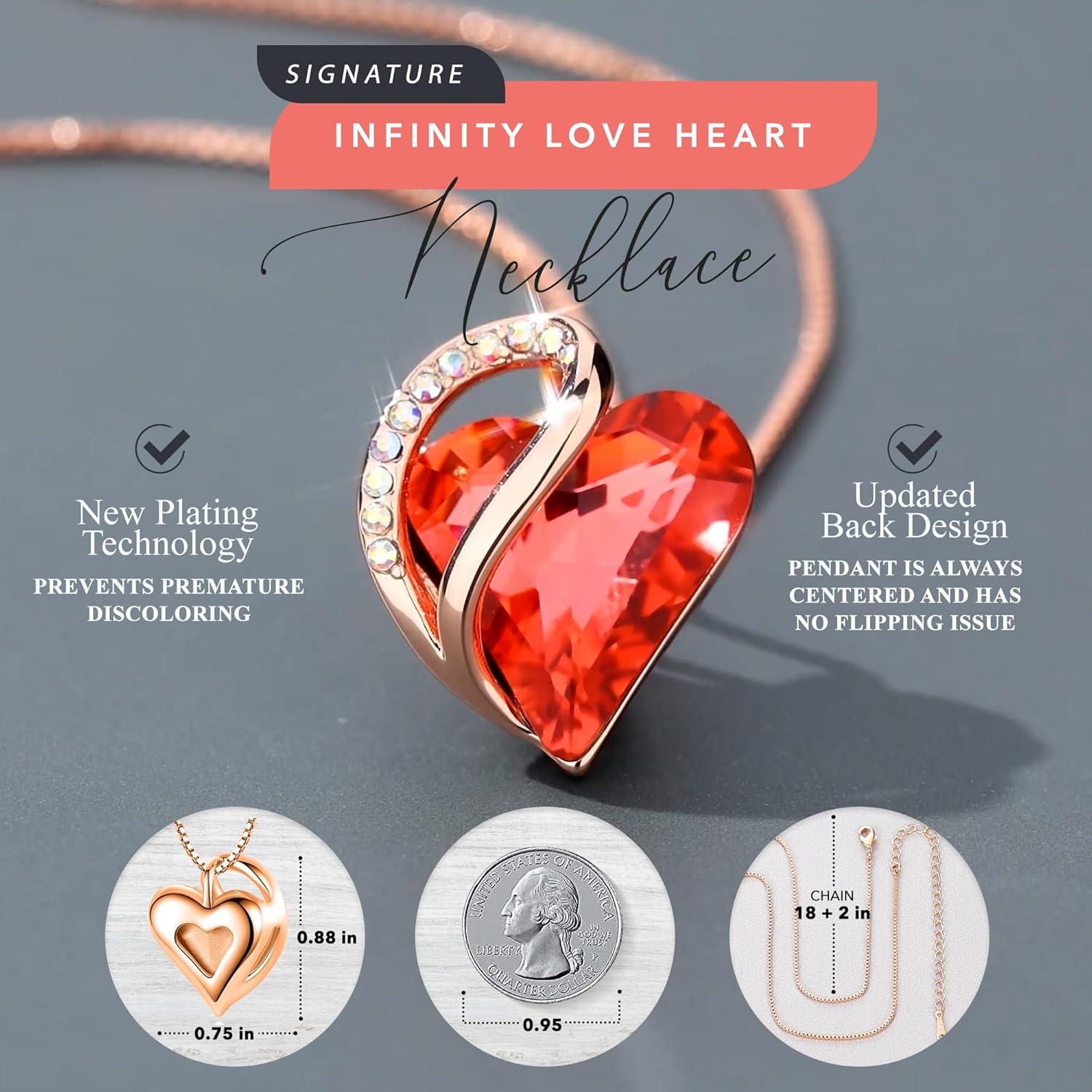 imageLeafael Rose Gold Plated Necklace for Women Heart Shaped BirthstoneHealing Crystals Center Dazzling Cubic Zirconia Hypoallergenic Chain 182 Jewelry Gifts for Anniversaries and Birthdays21 Jan July Carnelian Red