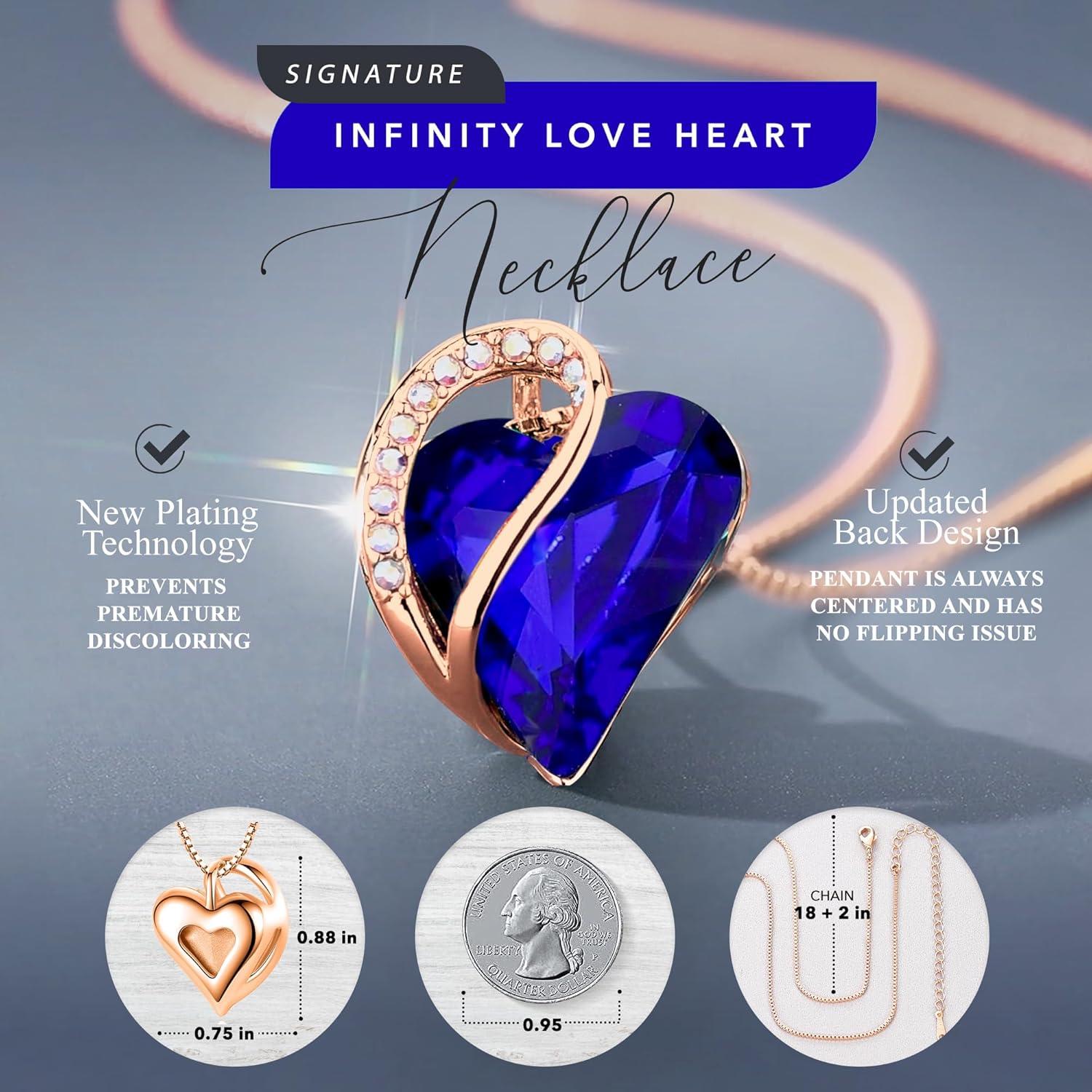 imageLeafael Rose Gold Plated Necklace for Women Heart Shaped BirthstoneHealing Crystals Center Dazzling Cubic Zirconia Hypoallergenic Chain 182 Jewelry Gifts for Anniversaries and Birthdays29a Dark Sapphire Blue