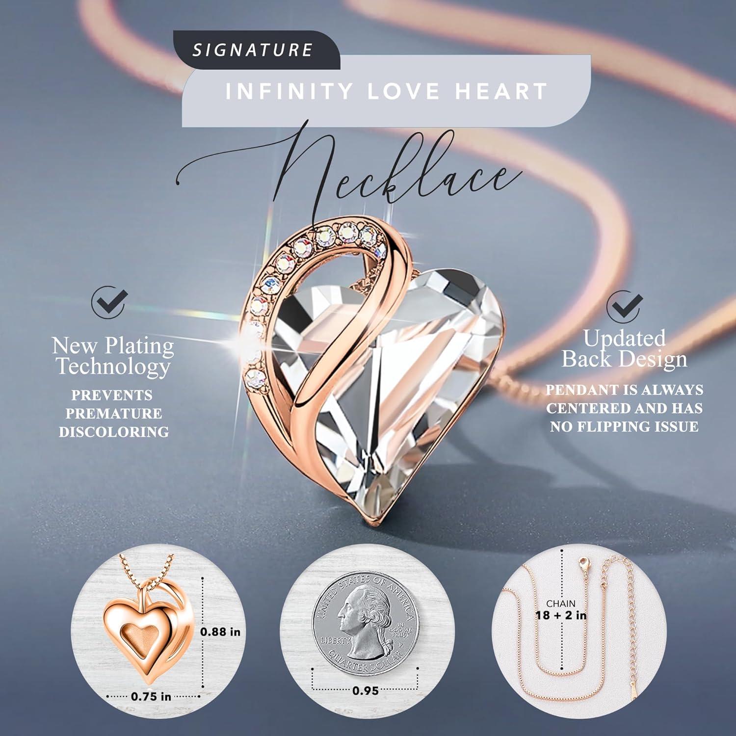 imageLeafael Rose Gold Plated Necklace for Women Heart Shaped BirthstoneHealing Crystals Center Dazzling Cubic Zirconia Hypoallergenic Chain 182 Jewelry Gifts for Anniversaries and Birthdays24a April Clear White