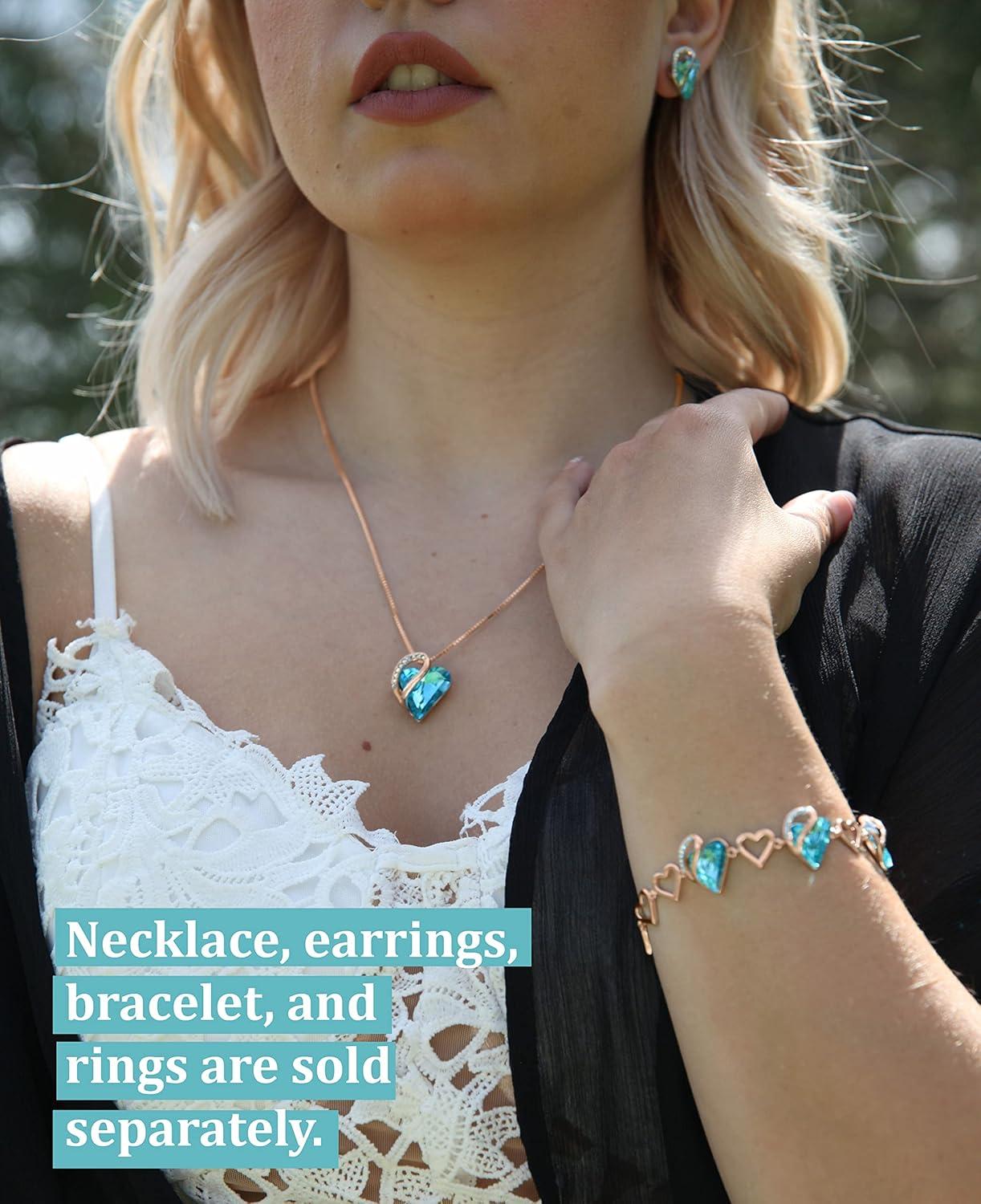 imageLeafael Rose Gold Plated Necklace for Women Heart Shaped BirthstoneHealing Crystals Center Dazzling Cubic Zirconia Hypoallergenic Chain 182 Jewelry Gifts for Anniversaries and Birthdays32 December Turquoise Aquamarine Blue