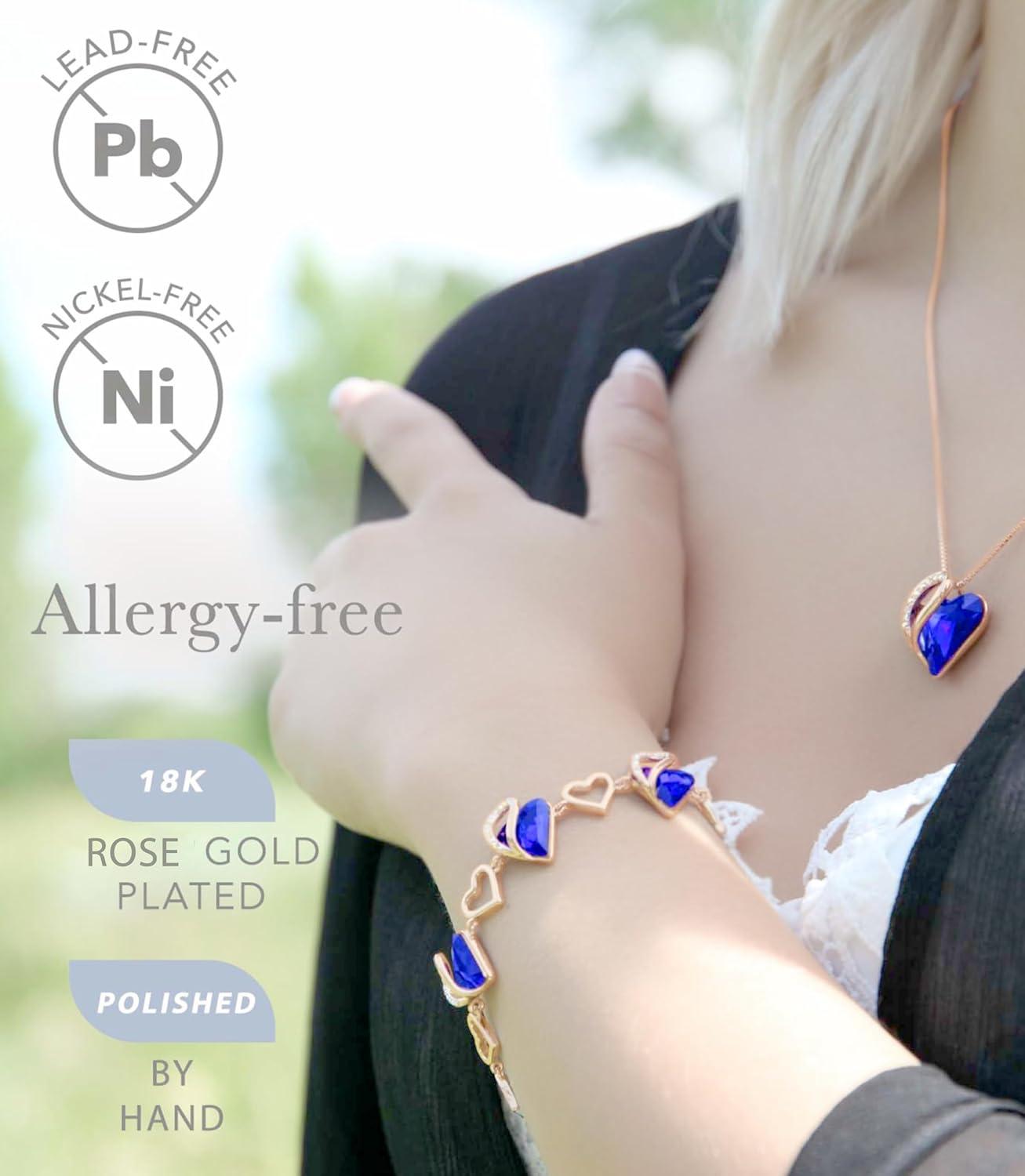 imageLeafael Rose Gold Plated Necklace for Women Heart Shaped BirthstoneHealing Crystals Center Dazzling Cubic Zirconia Hypoallergenic Chain 182 Jewelry Gifts for Anniversaries and Birthdays29a Dark Sapphire Blue