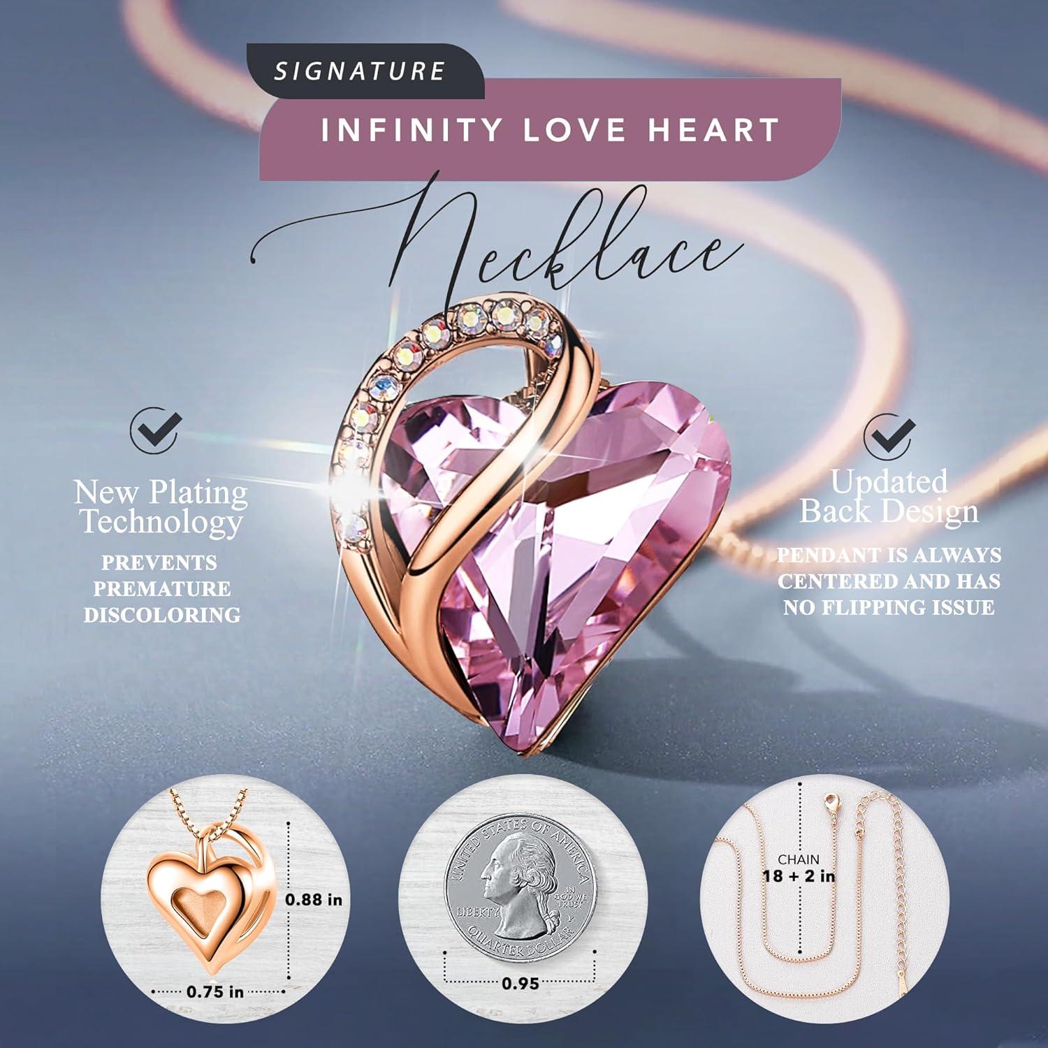 imageLeafael Rose Gold Plated Necklace for Women Heart Shaped BirthstoneHealing Crystals Center Dazzling Cubic Zirconia Hypoallergenic Chain 182 Jewelry Gifts for Anniversaries and Birthdays30 October Rose Quartz Pink