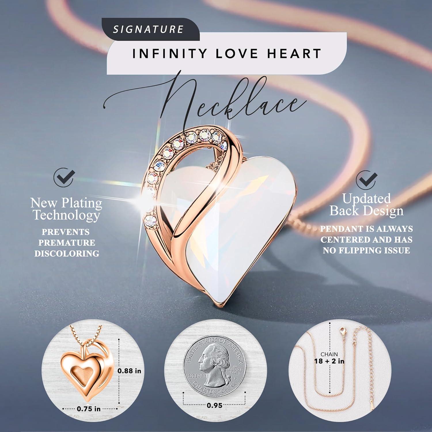 imageLeafael Rose Gold Plated Necklace for Women Heart Shaped BirthstoneHealing Crystals Center Dazzling Cubic Zirconia Hypoallergenic Chain 182 Jewelry Gifts for Anniversaries and Birthdays24b April Opal White