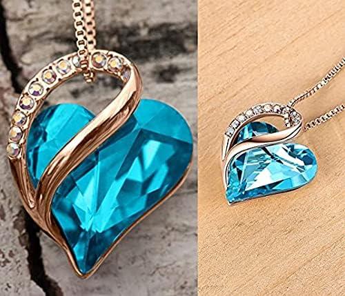 imageLeafael Rose Gold Plated Necklace for Women Heart Shaped BirthstoneHealing Crystals Center Dazzling Cubic Zirconia Hypoallergenic Chain 182 Jewelry Gifts for Anniversaries and Birthdays32 December Turquoise Aquamarine Blue
