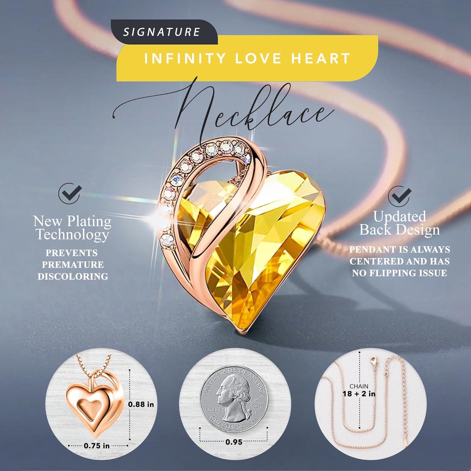 imageLeafael Rose Gold Plated Necklace for Women Heart Shaped BirthstoneHealing Crystals Center Dazzling Cubic Zirconia Hypoallergenic Chain 182 Jewelry Gifts for Anniversaries and Birthdays31 November Citrine Yellow