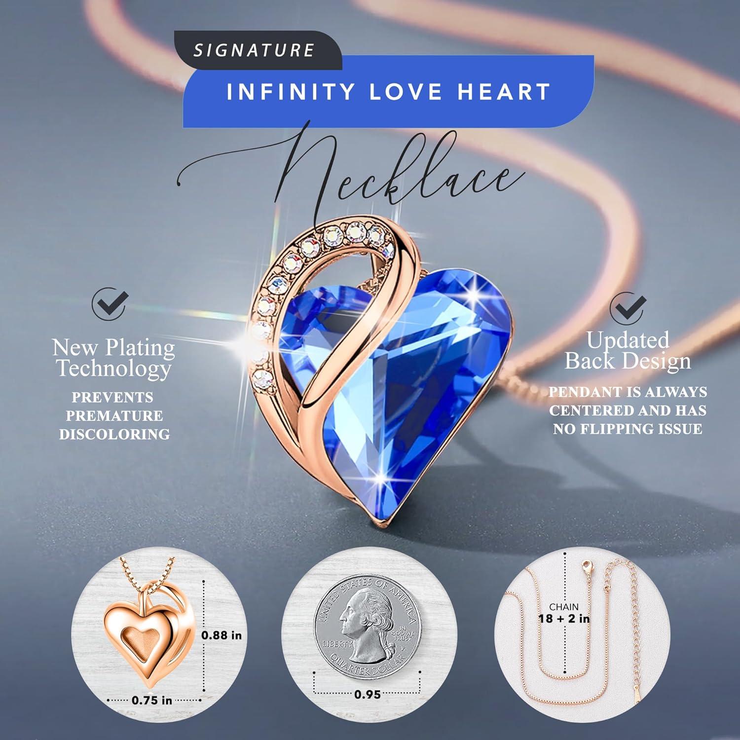 imageLeafael Rose Gold Plated Necklace for Women Heart Shaped BirthstoneHealing Crystals Center Dazzling Cubic Zirconia Hypoallergenic Chain 182 Jewelry Gifts for Anniversaries and Birthdays29b Sapphire Blue