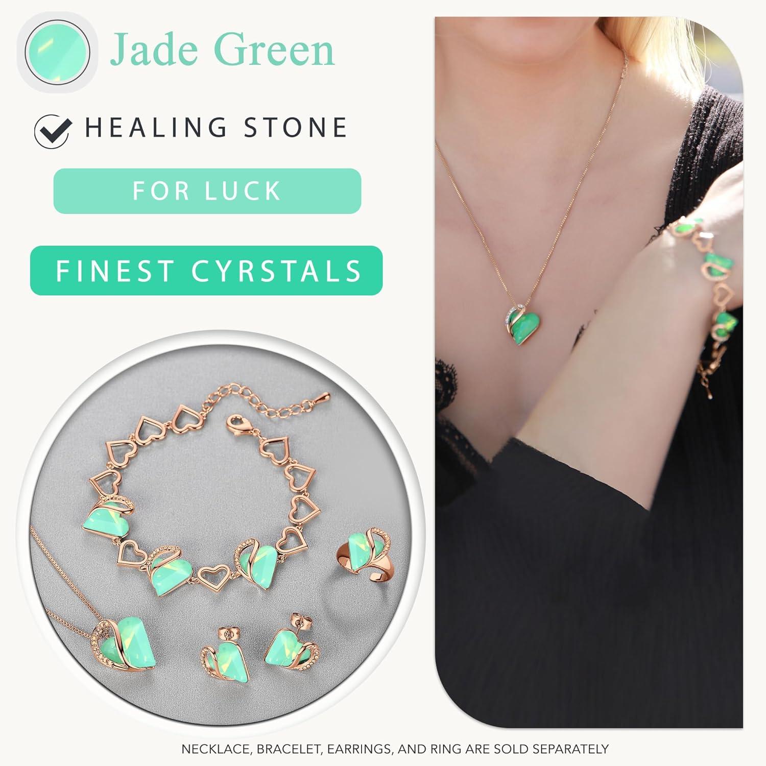 imageLeafael Rose Gold Plated Necklace for Women Heart Shaped BirthstoneHealing Crystals Center Dazzling Cubic Zirconia Hypoallergenic Chain 182 Jewelry Gifts for Anniversaries and Birthdays35 Healing Stone for Luck Jade Opal Green