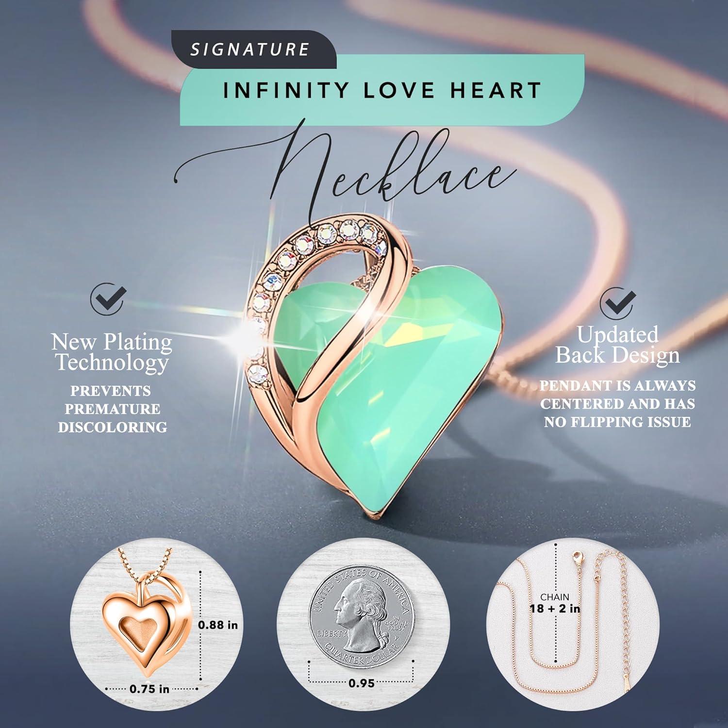 imageLeafael Rose Gold Plated Necklace for Women Heart Shaped BirthstoneHealing Crystals Center Dazzling Cubic Zirconia Hypoallergenic Chain 182 Jewelry Gifts for Anniversaries and Birthdays35 Healing Stone for Luck Jade Opal Green
