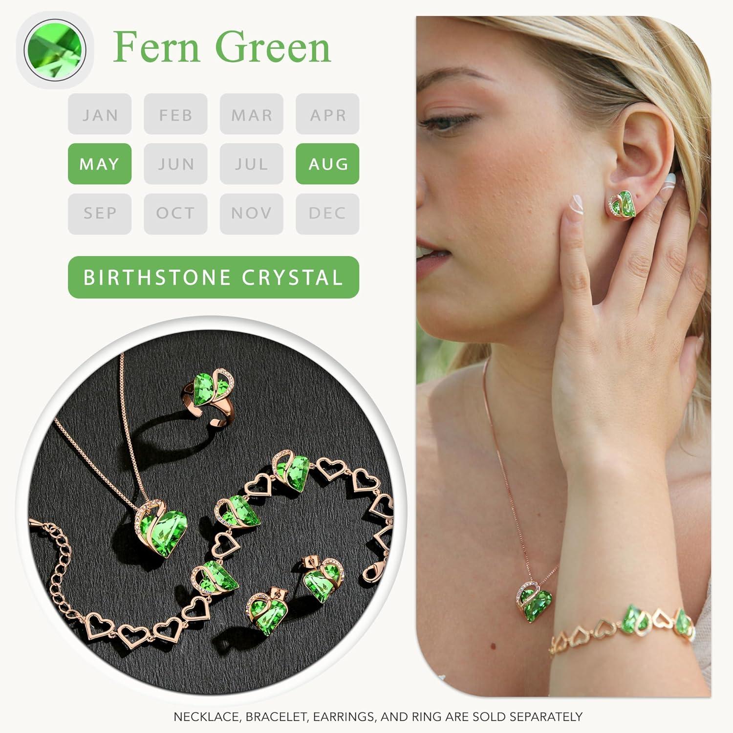 imageLeafael Rose Gold Plated Necklace for Women Heart Shaped BirthstoneHealing Crystals Center Dazzling Cubic Zirconia Hypoallergenic Chain 182 Jewelry Gifts for Anniversaries and Birthdays25 May August Fern Green