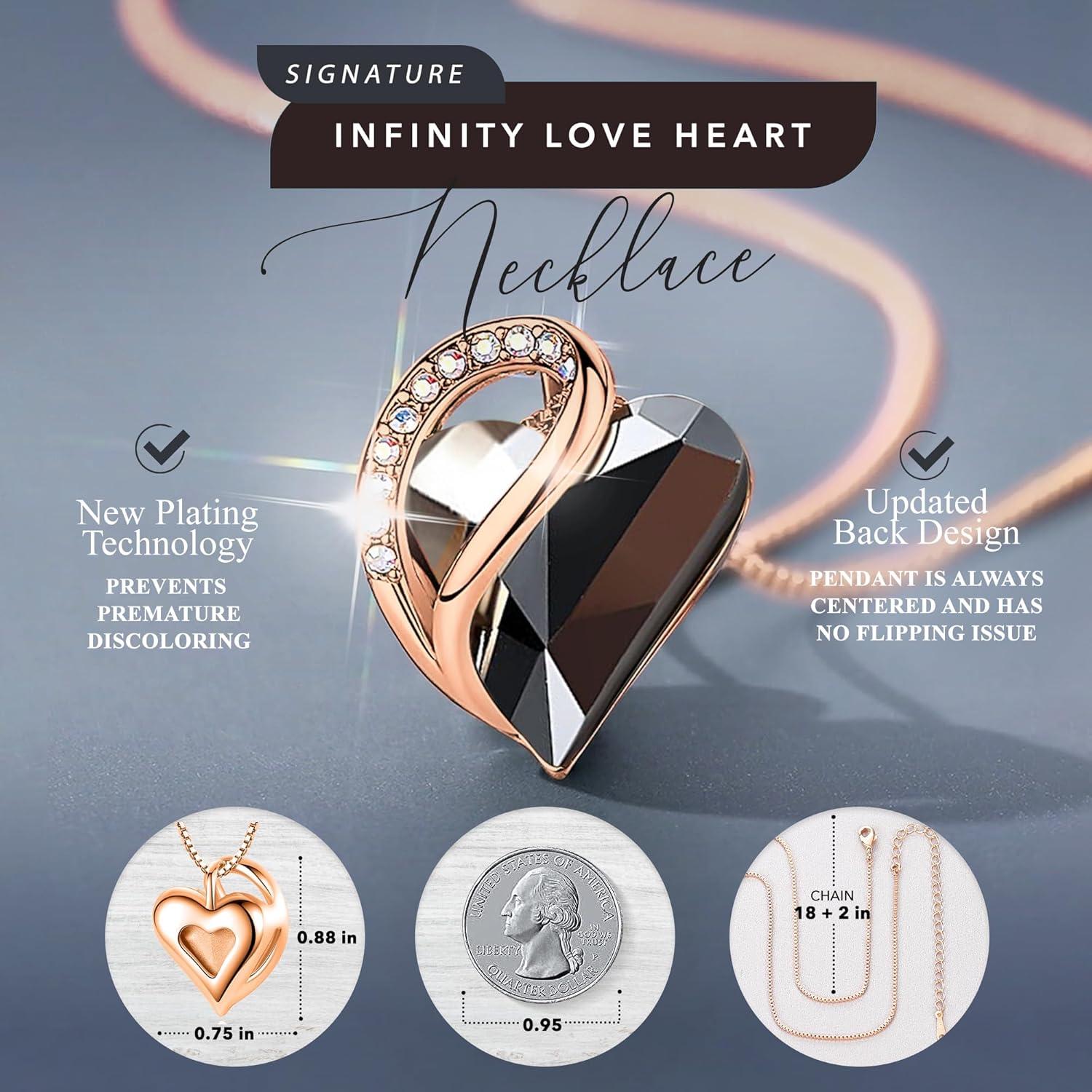 imageLeafael Rose Gold Plated Necklace for Women Heart Shaped BirthstoneHealing Crystals Center Dazzling Cubic Zirconia Hypoallergenic Chain 182 Jewelry Gifts for Anniversaries and Birthdays33a Healing Stone for Protection Tourmaline Metal Black